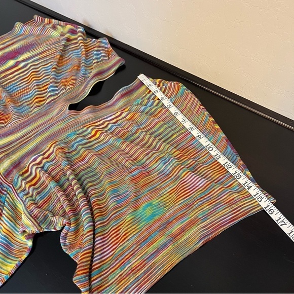 Psychadelic print kimono sleeve tunic pullover sweater, lightweight,multicolor - Picture 9 of 12